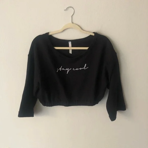 Free People FP Movement Gym Cropped Stay Cool Sweatshirt in Black L - Picture 3 of 8